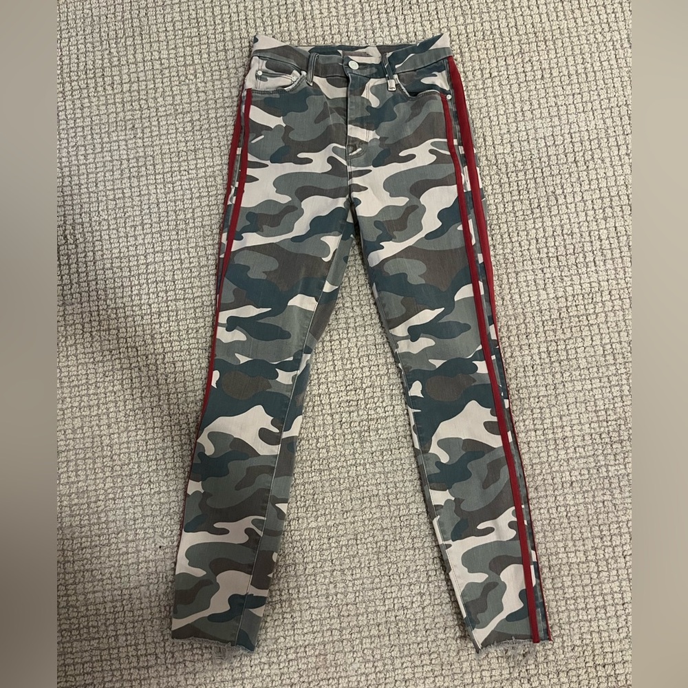 Mother Camo and Red Stripe Jeans NWOT